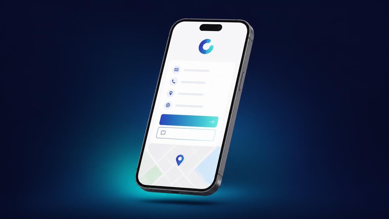 Prévia da demonstração da Página de Contato Online em um smartphone